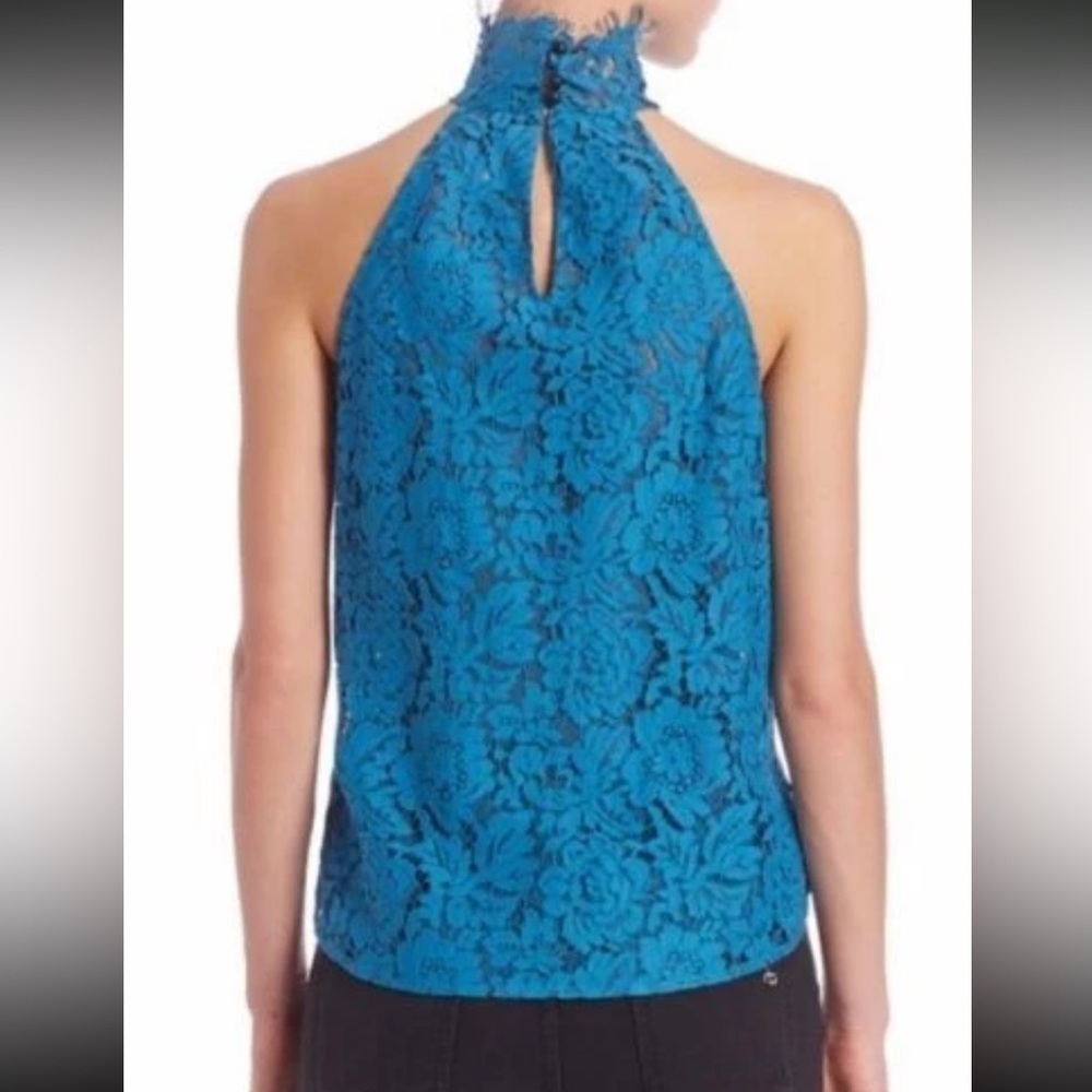 Diane Von Furstenberg Teal Lace Halter Blouse Size Large - Picture 3 of 8